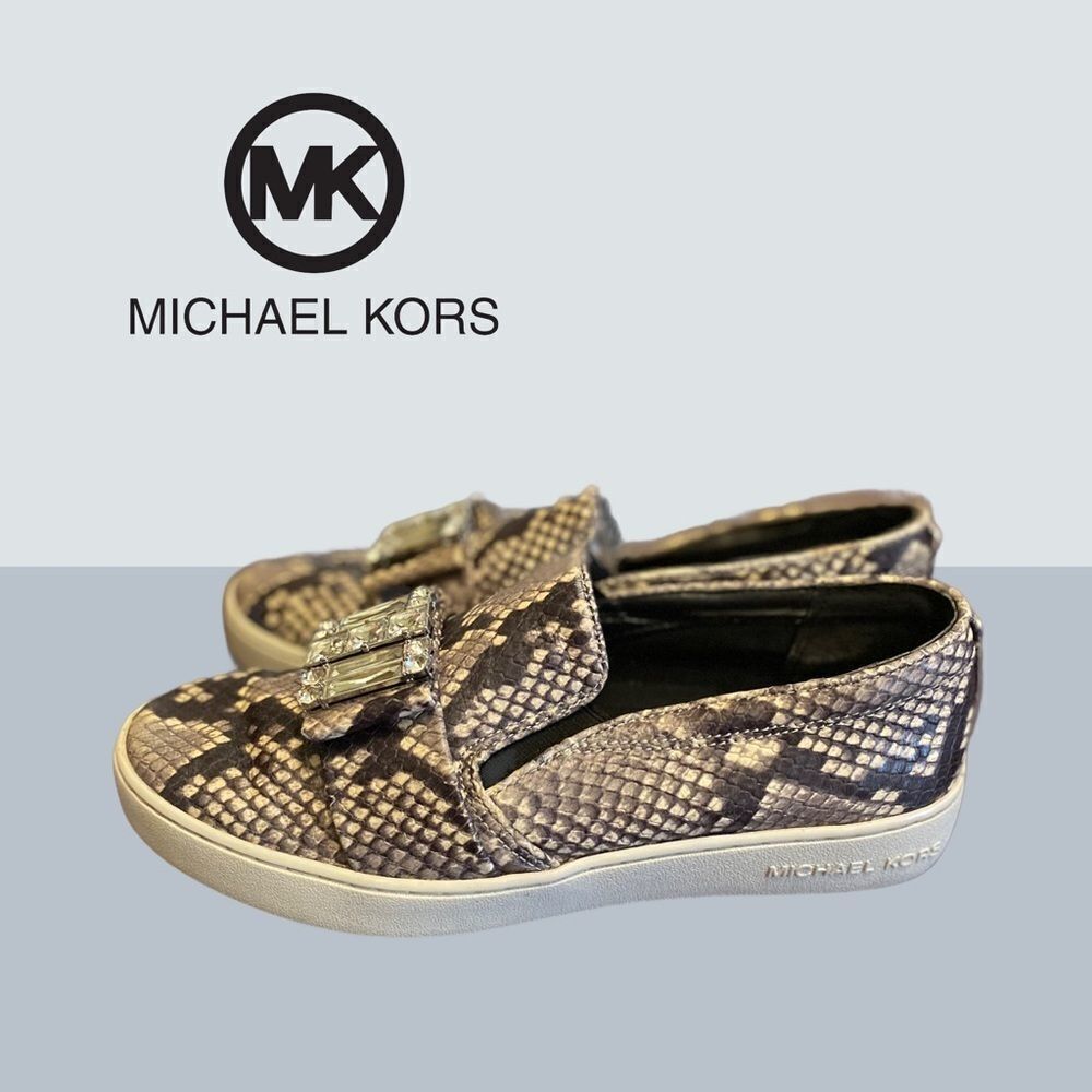 Michael Kors "Michelle" Jeweled Snake Loafers 6.5